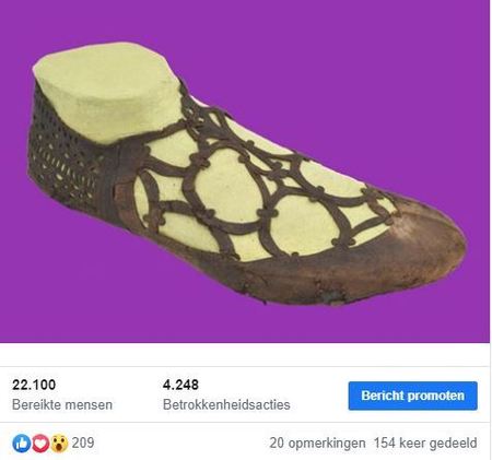 Opengewerkte 'party shoe', 14de eeuw