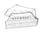 14e/15e eeuws regenleertje, in 1997 gevonden op het Statenplein. Tekening: O. Goubitz, 2004.